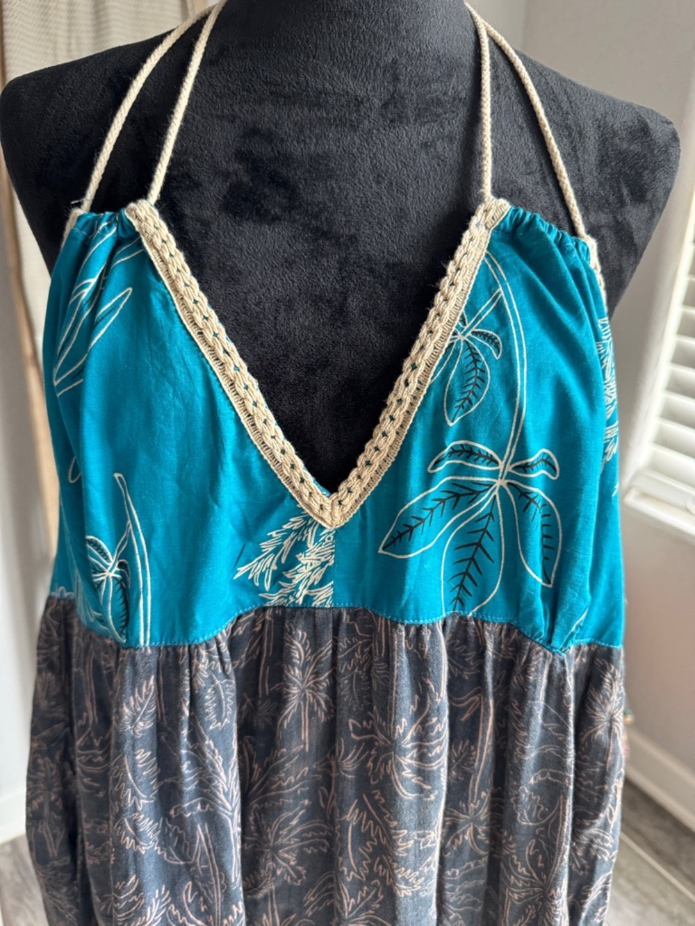 Jaded Gypsy Bohemian Teal and Navy Tiered Maxi Dress - Picture 6 of 6
